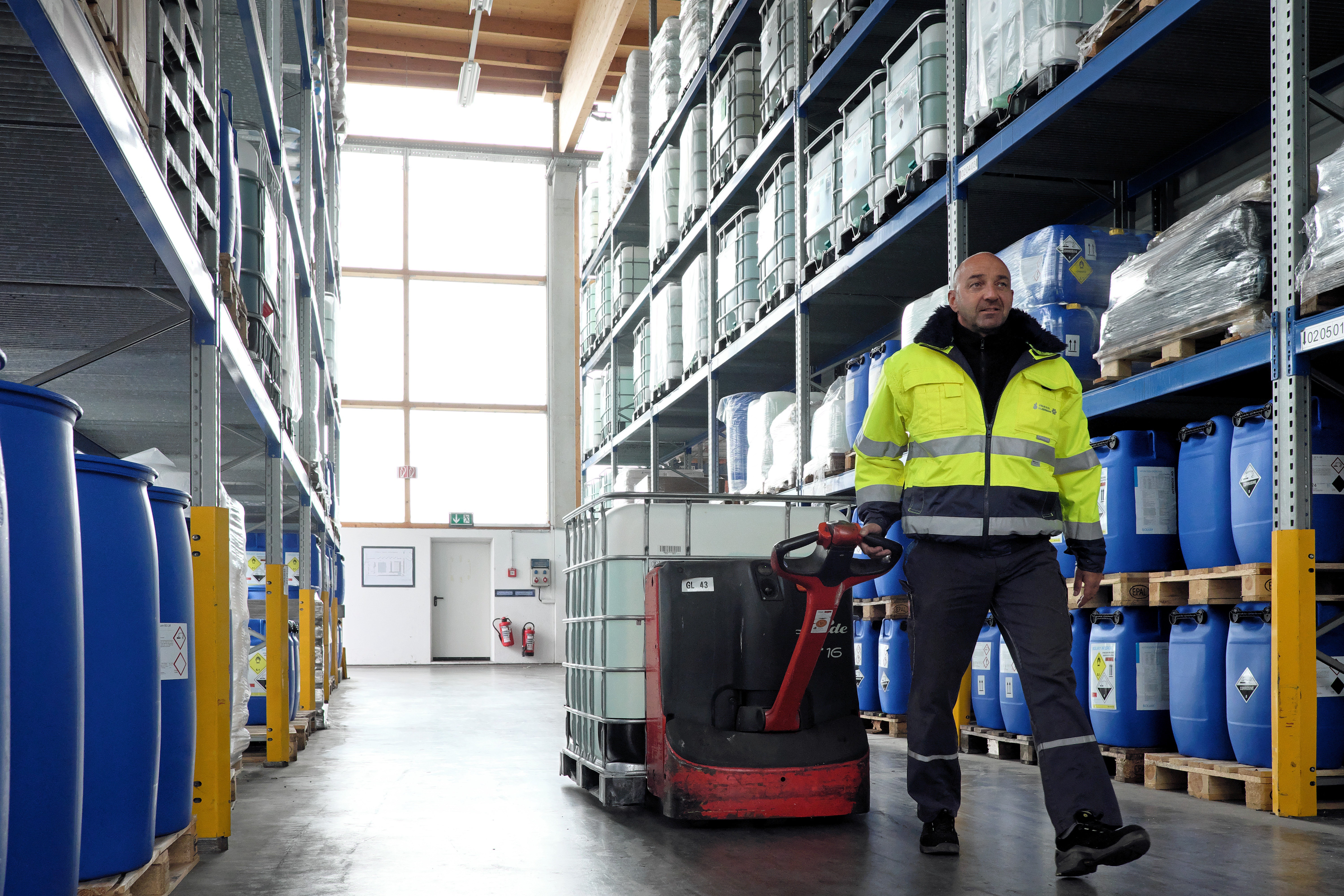 An employee working in a warehouse