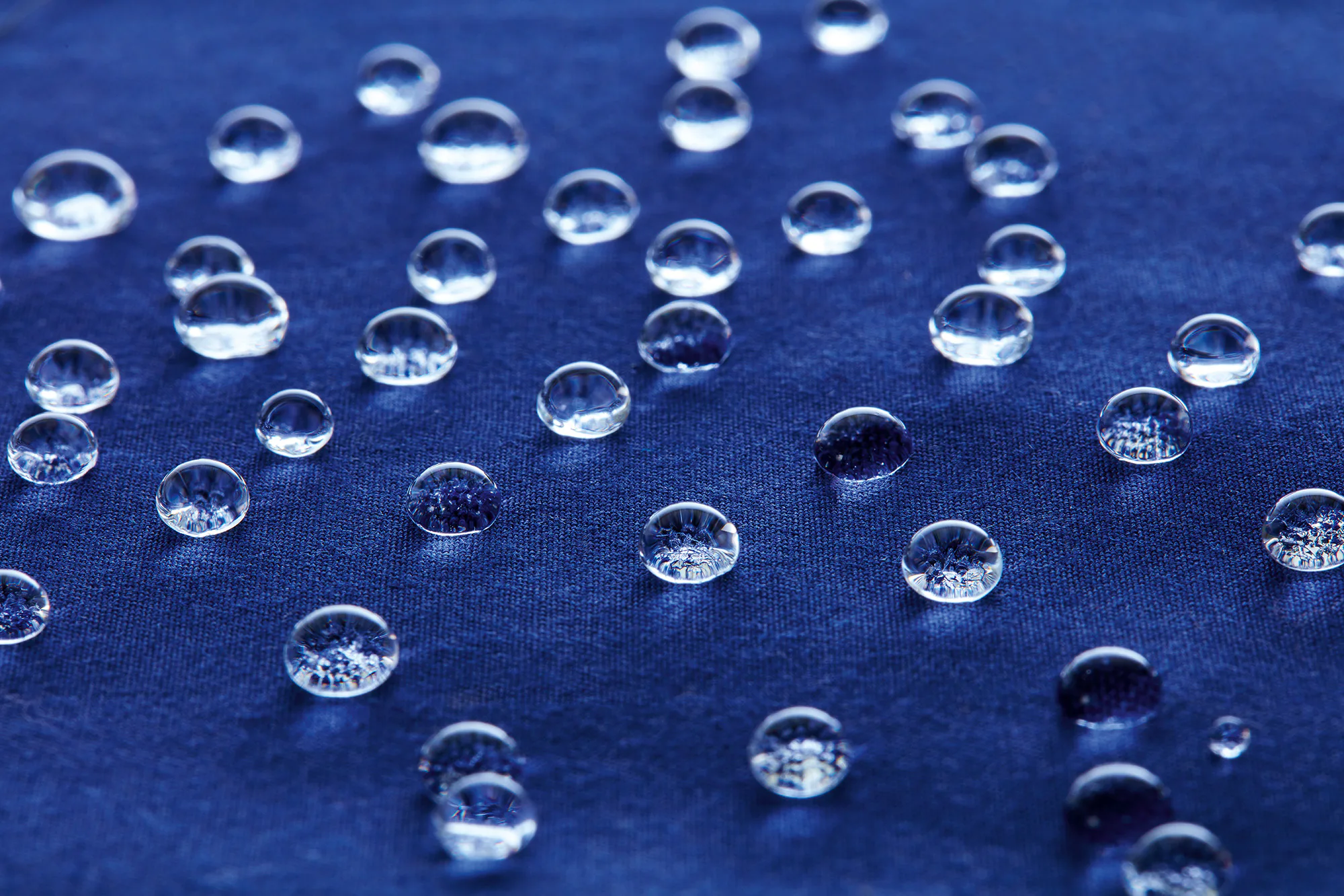Blue fabric, water repellent
