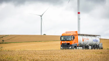 Ein LKW steht auf einer Weide Ein LKW steht auf einer Weide