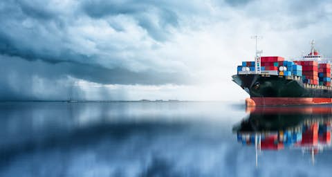 Container ship on the ocean Container ship on the ocean