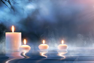 Meditation spiritual zen scenery with burning candles Meditation spiritual zen scenery with burning candles