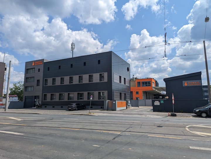 The administration building at the Nuremberg headquarters with a new facade.