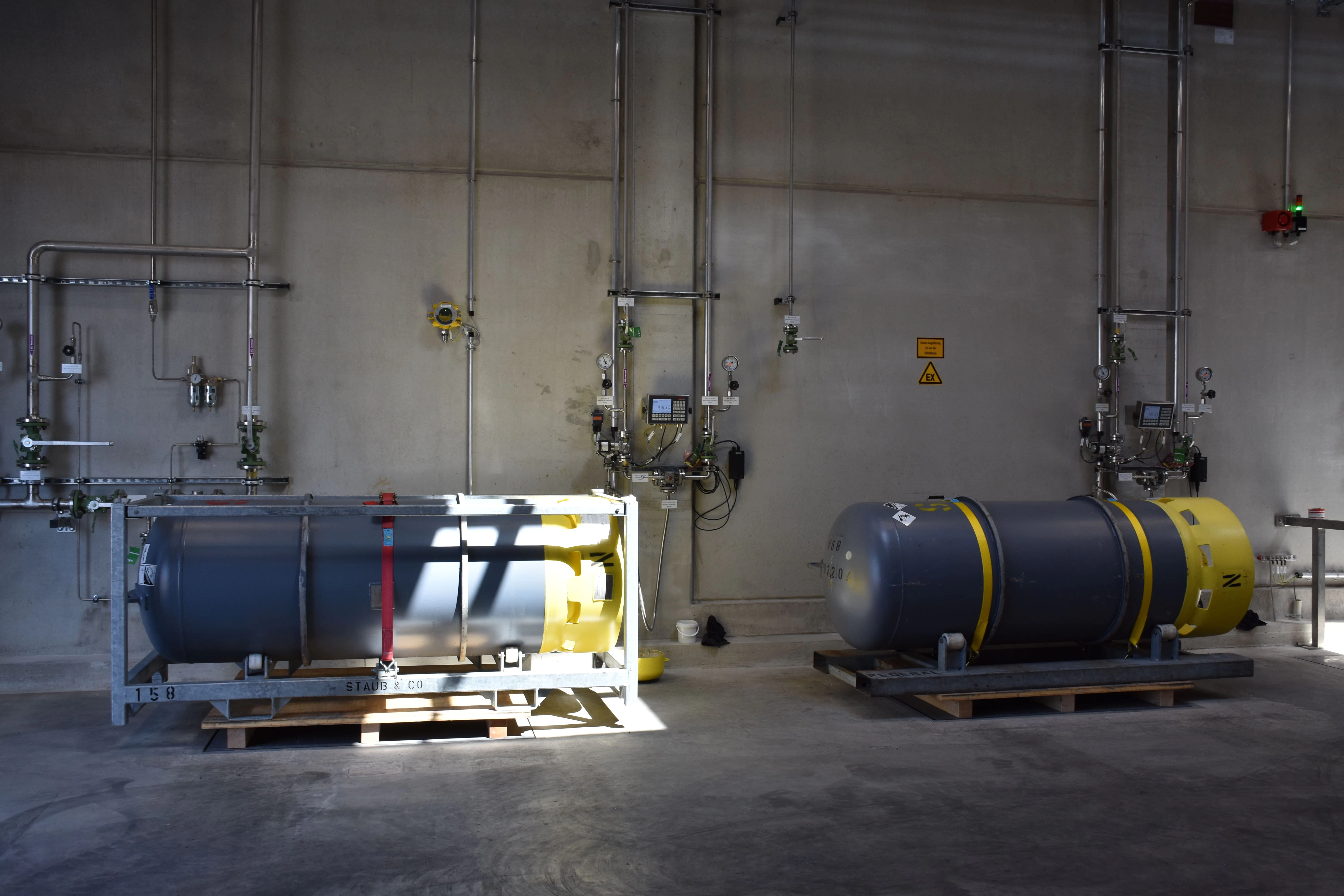 Ammonia filling station Ammonia barrels are available at the filling station