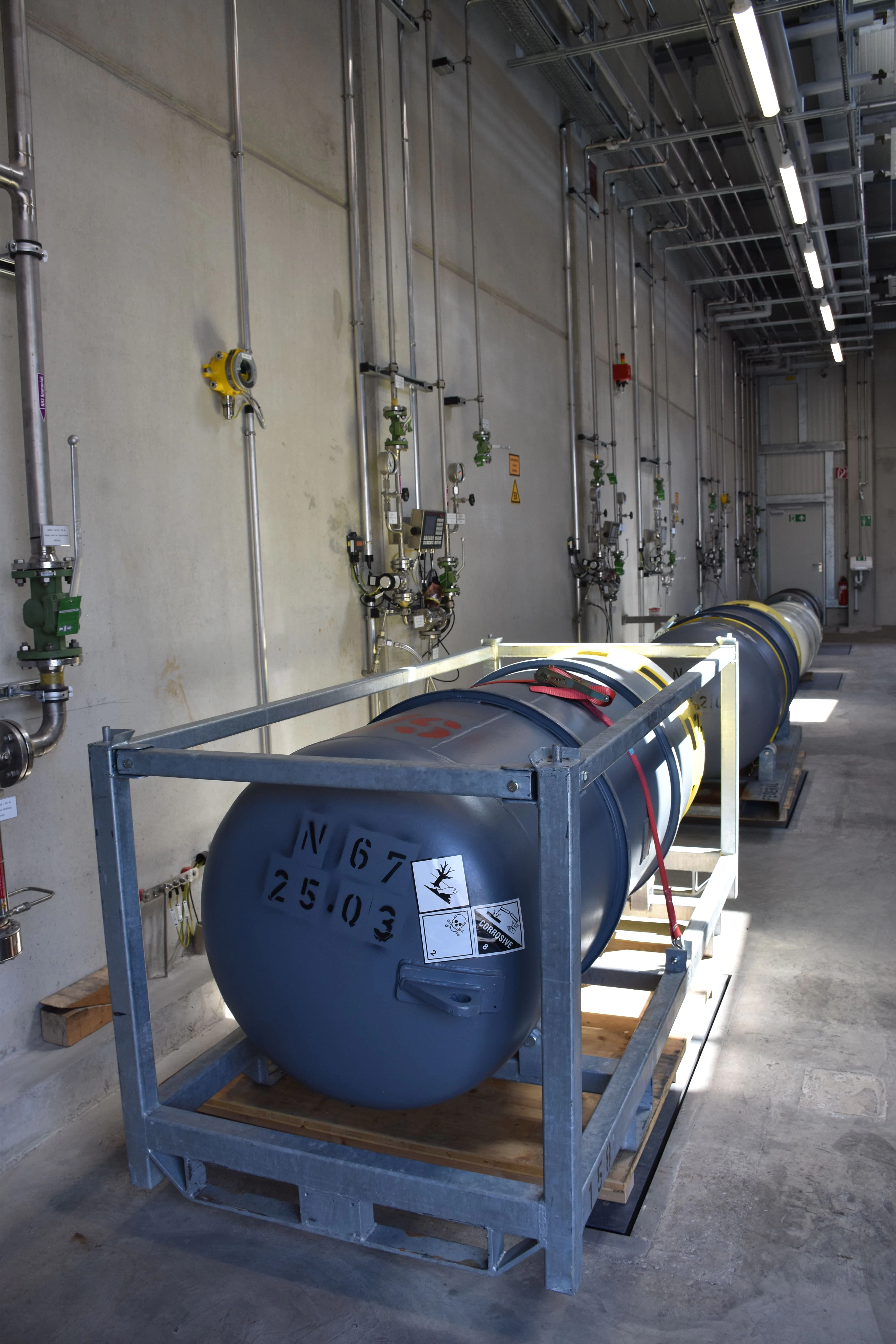 Ammonia filling station Ammonia barrels are available at the filling station