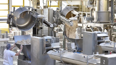 Industrial production of baked goods on a production line Industrial production of baked goods on a production line