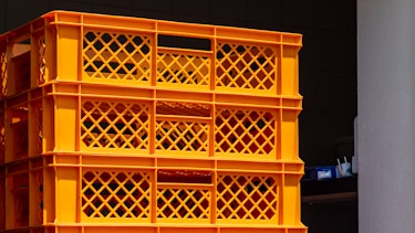 Large bakery crates stacked in the industry Large bakery crates stacked in the industry