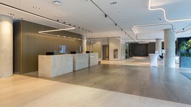 Hotellobby Innenansicht einer Hotellobby mit Rezeptionstresen