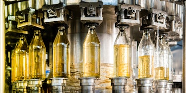 Filling bottles with juice Filling bottles with juice