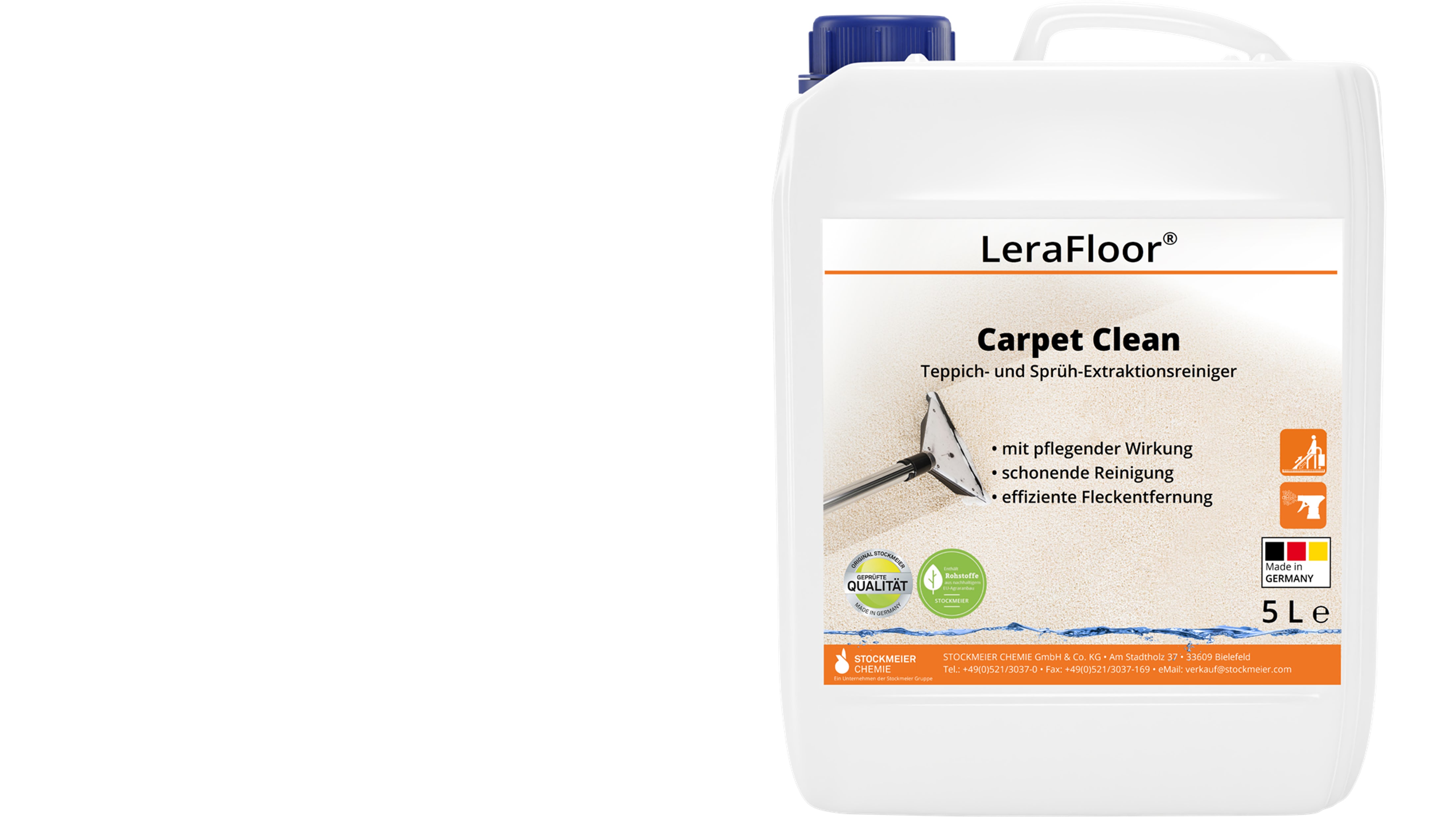 LeraFloor® Carpet Clean 5l canister with visible strip LeraFloor® Carpet Clean 5l canister with visible strip