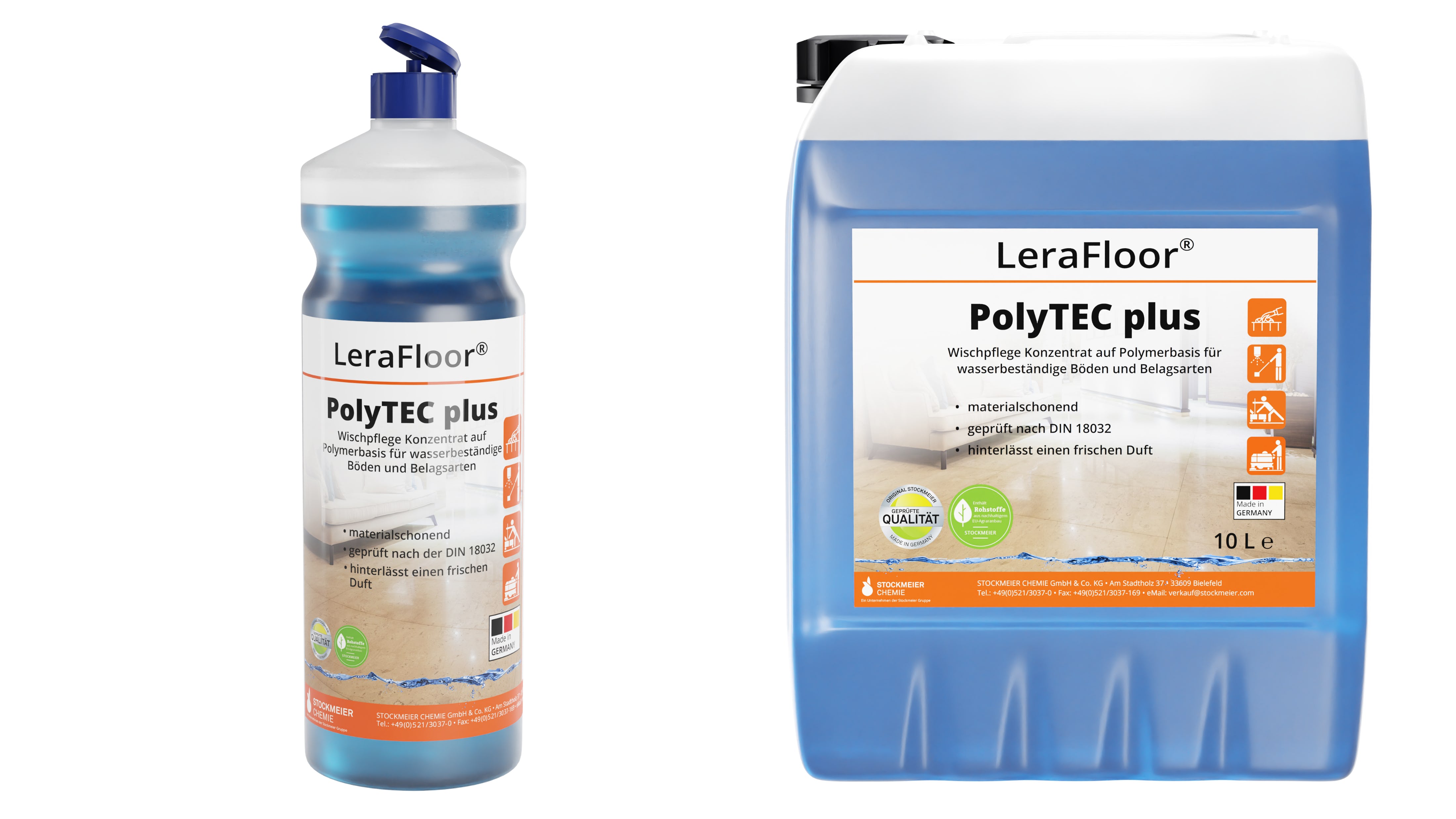 LeraFloor® PolyTEC plus 12x1l handle tip made of 100% recyclate, 10 litre canister LeraFloor® PolyTEC plus 12x1l handle tip made of 100% recyclate, 10 litre canister