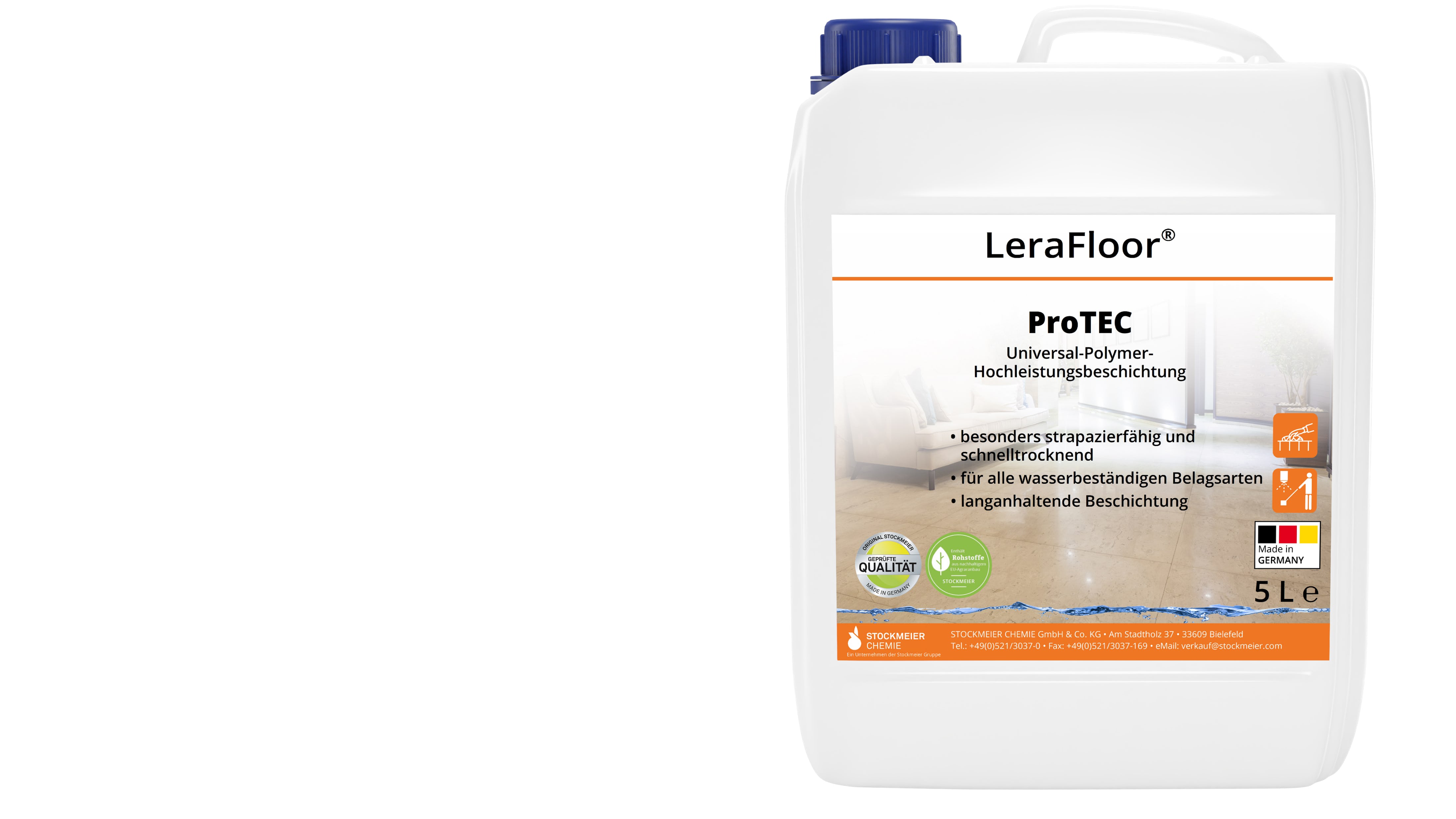 LeraFloor® ProTEC 5l canister with visible strip LeraFloor® ProTEC 5l canister with visible strip