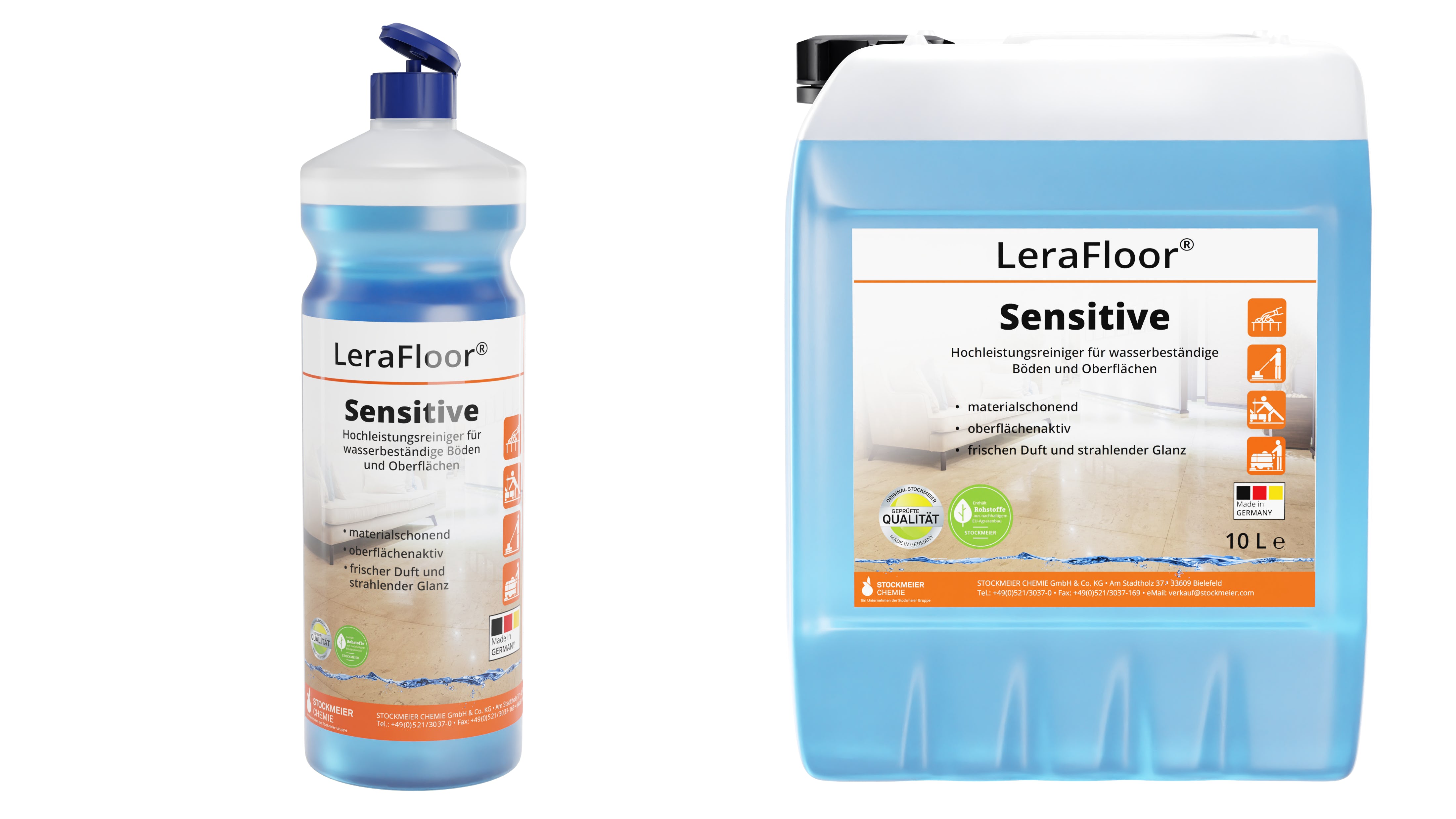 LeraFloor® Sensitive 12x1l handle tip made of 100% recyclate, 10 litre canister LeraFloor® Sensitive 12x1l handle tip made of 100% recyclate, 10 litre canister