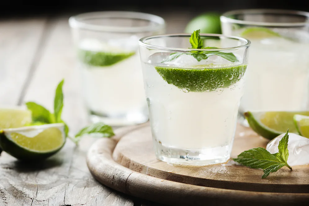Cocktail with lime and mint Cocktail with lime and mint