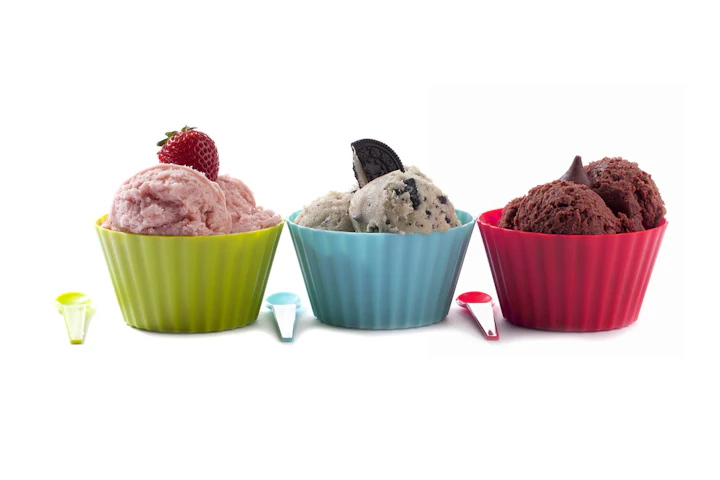 Three cups with icecream