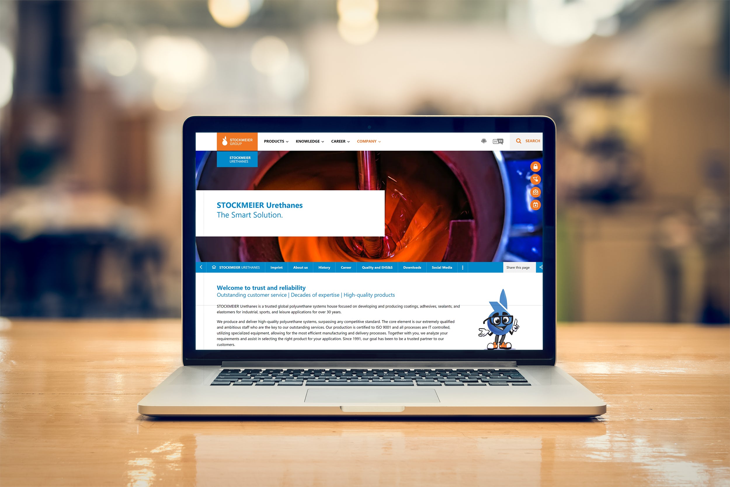 STOCKMEIER Urethanes Website Mock-up der STOCKMEIER Urethanes Website