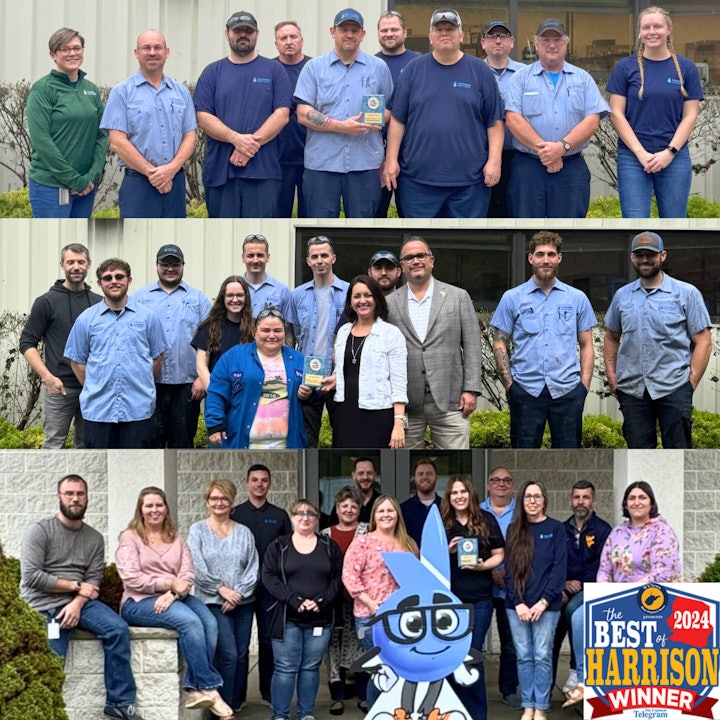 STOCKMEIER Urethanes USA Mitarbeiter mit Best of Harrison County - Best Place to Work Plakette