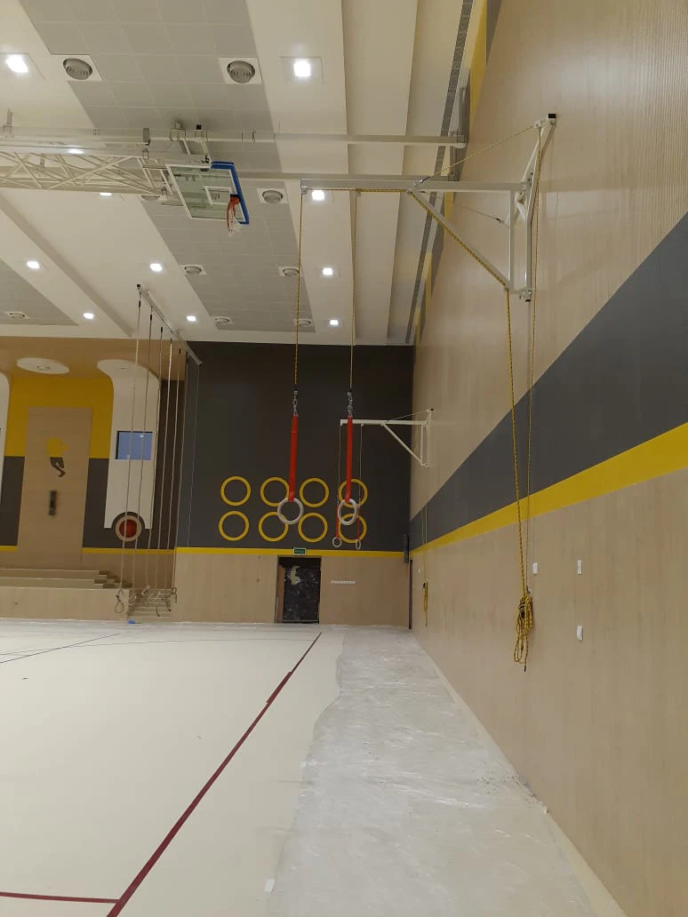 Freizeiteinrichtung für die königliche omanische Polizei in Oman 8 Metallstange mit Kletterseilen in einer Turnhalle im Oman